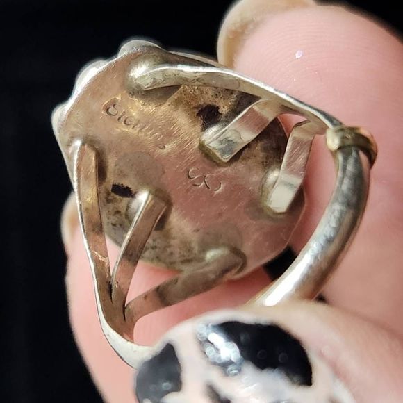 VINTAGE Sterling Silver Tigers Eye Ring Size 8 Gemstone Cabochon - Picture 6 of 7